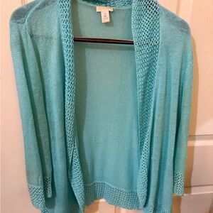 Chico's Blue Open-Front Cardigan Sweater